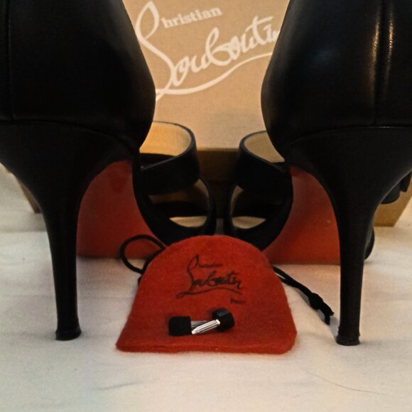 Christian Louboutin, Black Calfskin Leather, Size 38, Red Bottom - Picture 6 of 10